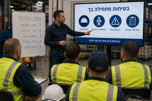 לוח תכנון שנתי לבטיחות בעבודה עם סימון הדרכות, סקרים ובדיקות תקופתיות